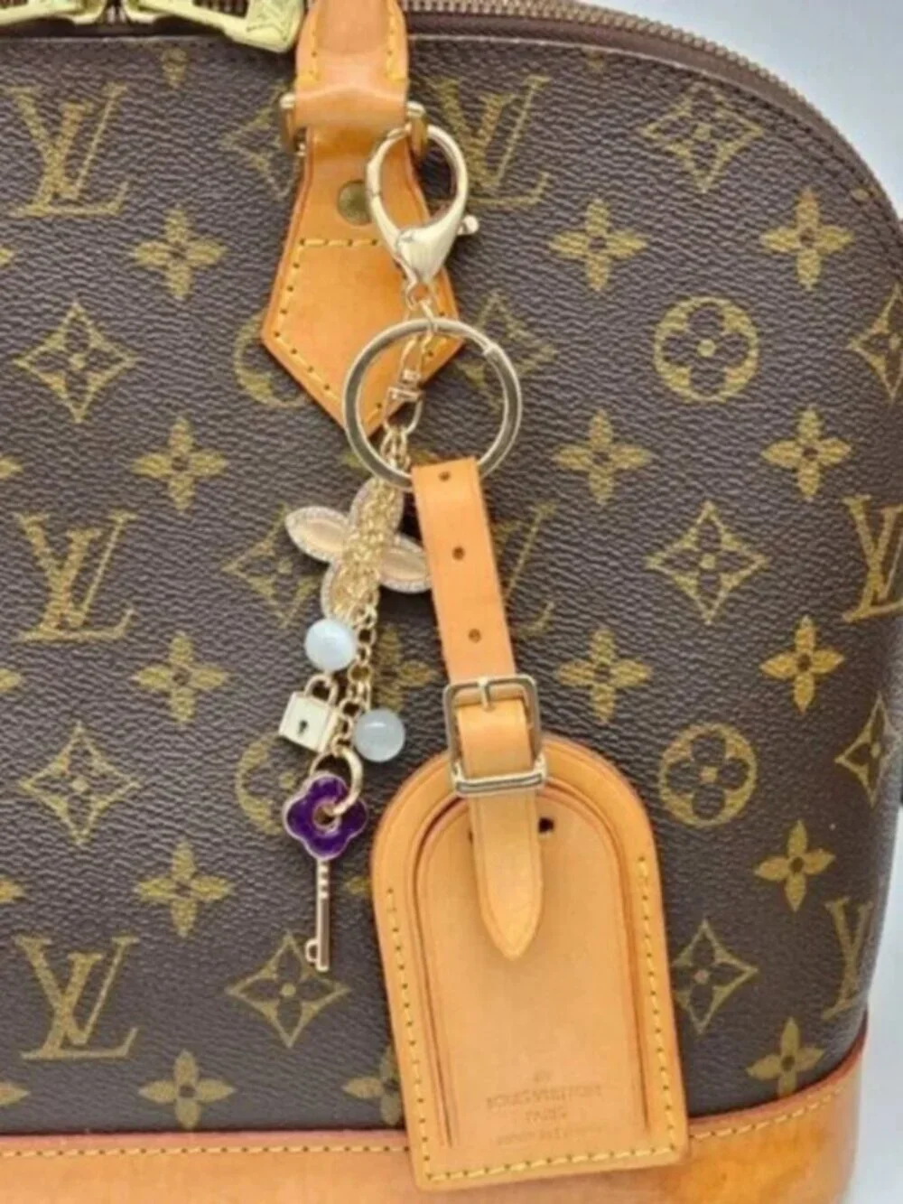 Authentic Louis Vuitton Luggage Tag with Unbranded Keycharm, Keychain